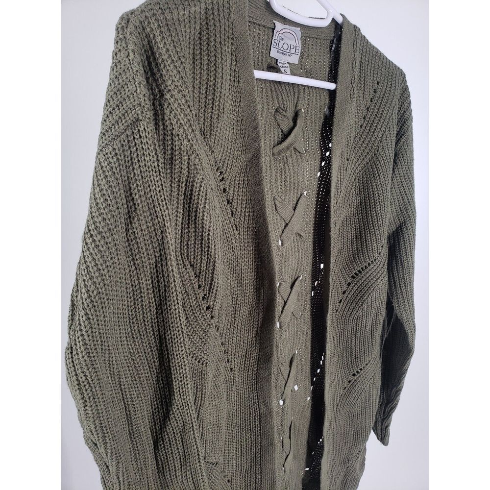Brooklyn Slope Cardigan Sweater Size Small Thicker Knit‎ Open Front Back Weave